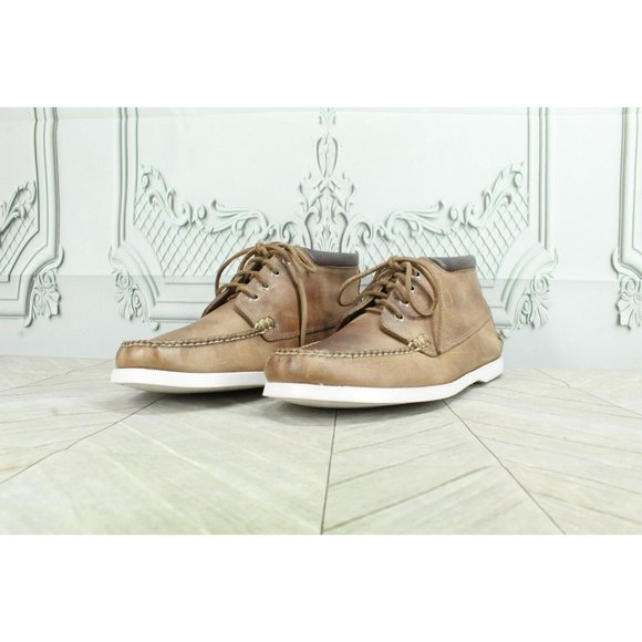 LL Bean Brown Leather Lace Up High Top Casual Oxford Shoes Size 10.5 D - Picture 2 of 9